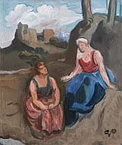 Due donne in un paesaggio meridionale